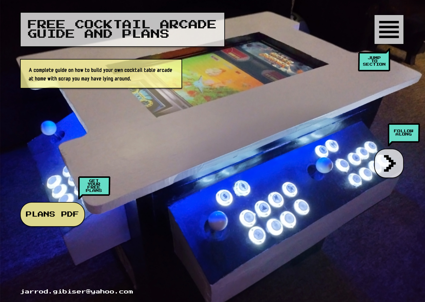 home page for free cocktail arcade plans web site